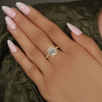 Petite Micro Pave Emerald Laboratory Diamond Halo Engagement Ring - JBR Jeweler