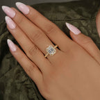 Petite Micro Pave Emerald Moissanite Diamond Halo Engagement Ring - JBR Jeweler