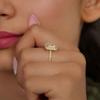 Petite Micro Pave Emerald Laboratory Diamond Halo Engagement Ring - JBR Jeweler