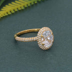 Petite Micro Pave Oval Moissanite Diamond Halo Engagement Ring - JBR Jeweler