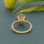 Petite Micro Pave Oval Moissanite Diamond Halo Engagement Ring - JBR Jeweler
