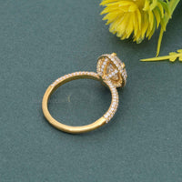 Petite Micro Pave Pear Moissaniteoratory Diamond Halo Engagement Ring