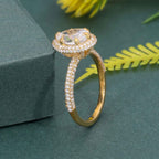 Petite Micro Pave Pear Moissaniteoratory Diamond Halo Engagement Ring - JBR Jeweler