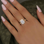 Petite Micro Pave Radiant Laboratory Diamond Halo Engagement Ring - JBR Jeweler