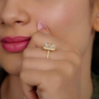 Petite Micro Pave Radiant Laboratory Diamond Halo Engagement Ring - JBR Jeweler