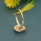 Petite Micro Pave Radiant Laboratory Diamond Halo Engagement Ring - JBR Jeweler