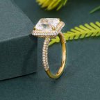 Petite Micro Pave Radiant Laboratory Diamond Halo Engagement Ring - JBR Jeweler
