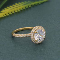 Petite Micro Pave Round Moissanite Diamond Halo Engagement Ring