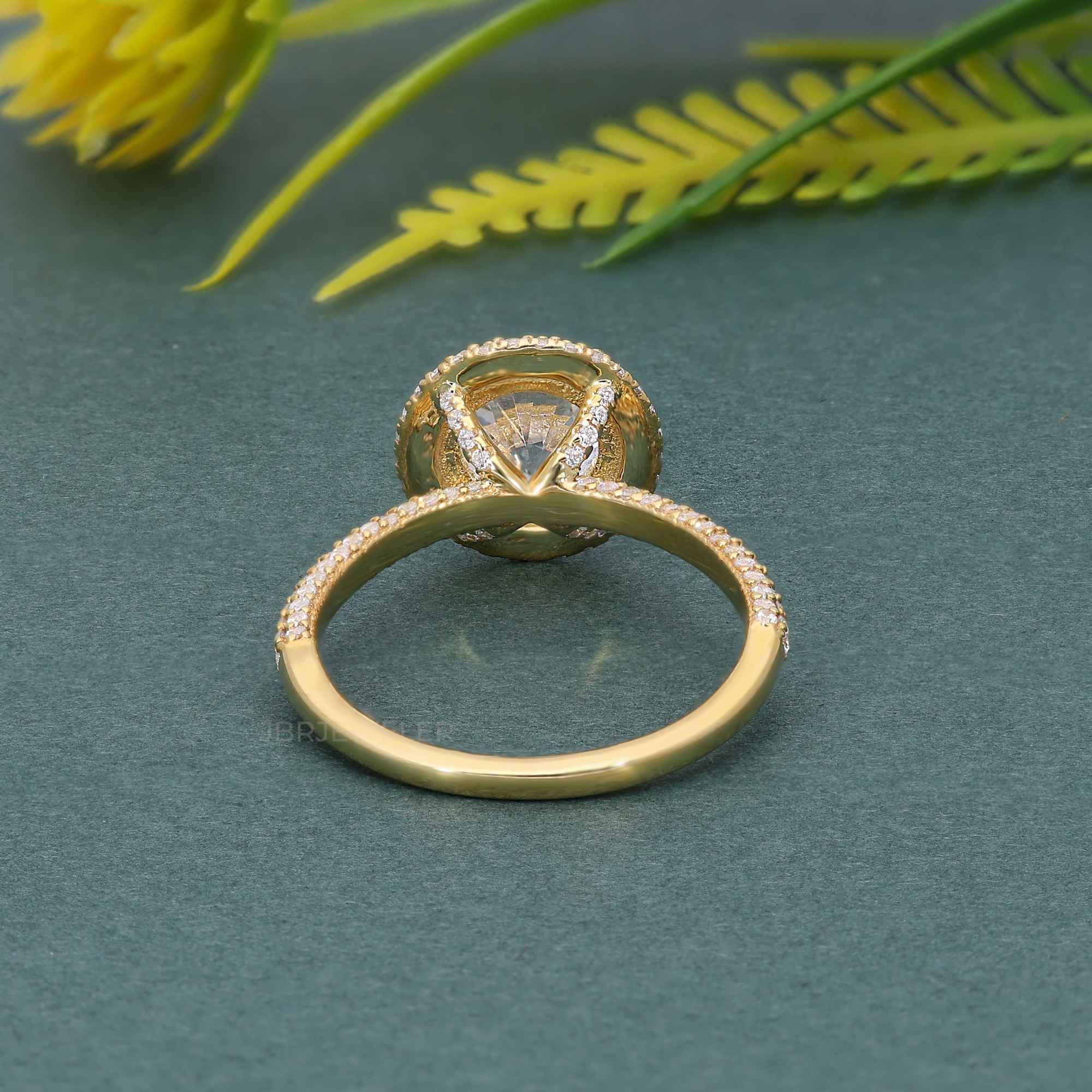 Petite Micro Pave Round Moissanite Diamond Halo Engagement Ring - JBR Jeweler