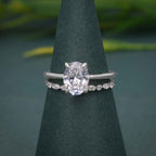 Petite Oval Cut Solitaire Moissanite Diamond Wedding Bridal Ring Sets - JBR Jeweler