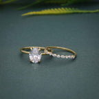 Petite Oval Cut Solitaire Moissanite Diamond Wedding Bridal Ring Sets - JBR Jeweler