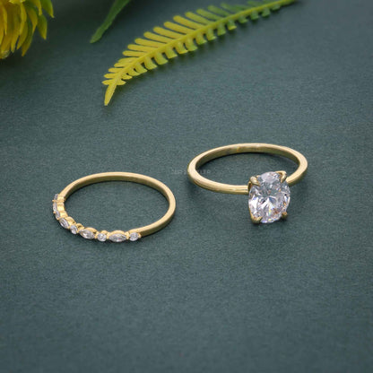 Ensembles de bagues de mariage avec diamants cultivés en laboratoire, taille ovale, taille petite