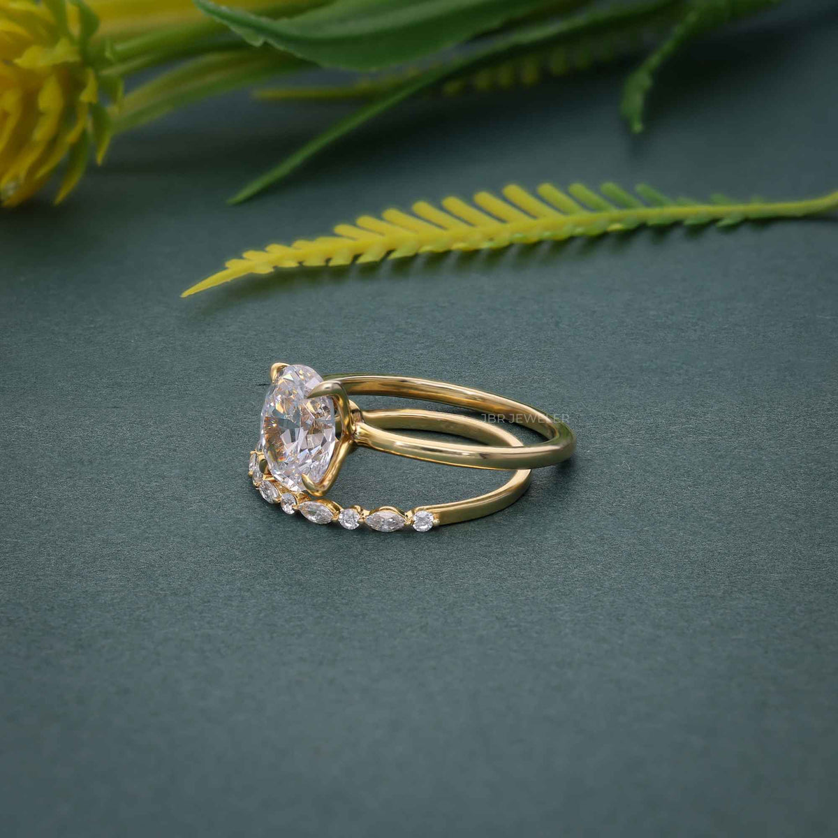Petite Oval Cut Solitaire Lab Grown Diamond Wedding Bridal Ring Sets - JBR Jeweler
