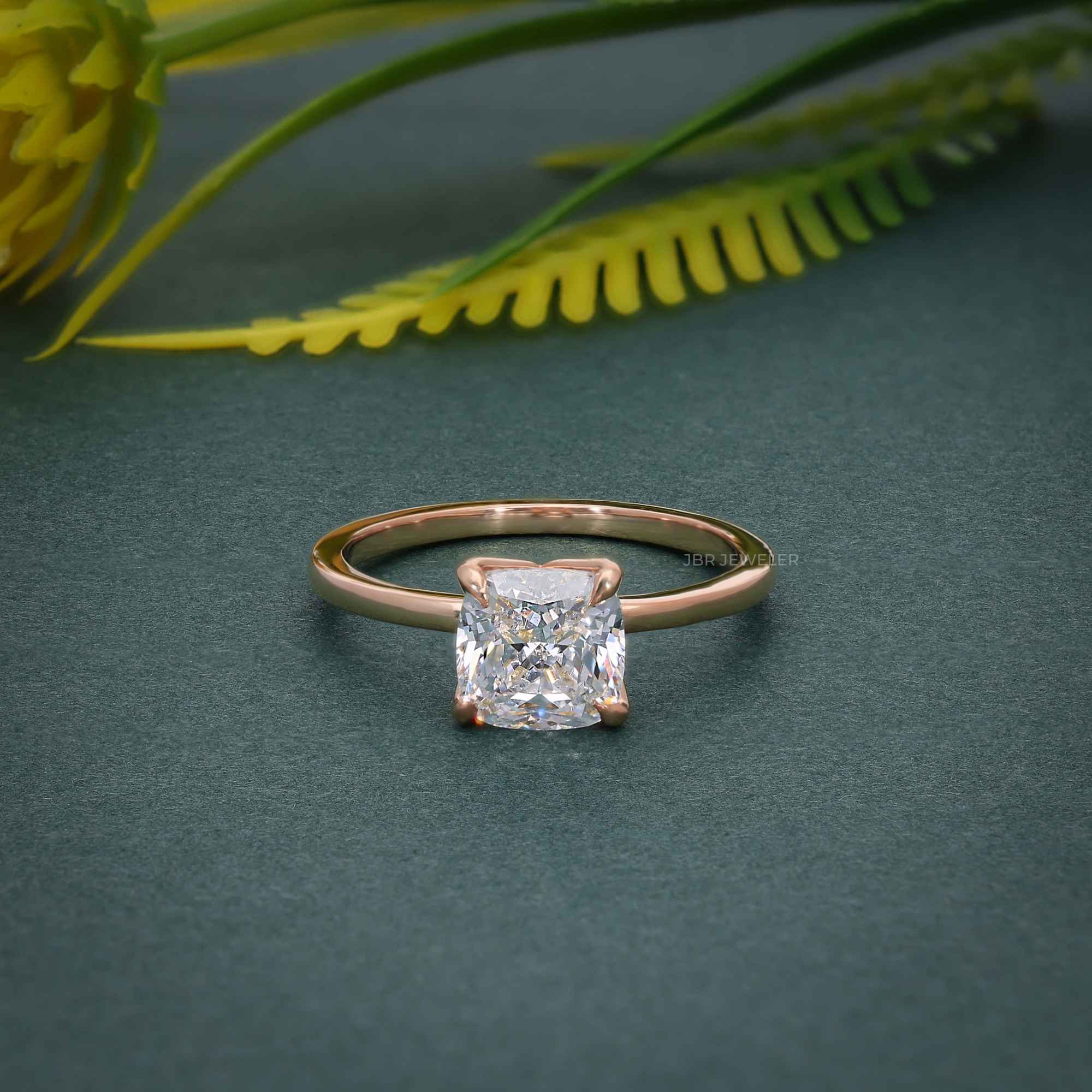 Petal Cushion Lab Grown Diamond Solitaire Ring - JBR Jeweler