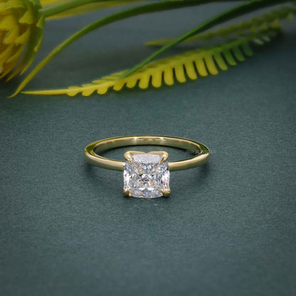 Petal Cushion Moissanite Diamond Engagement Ring