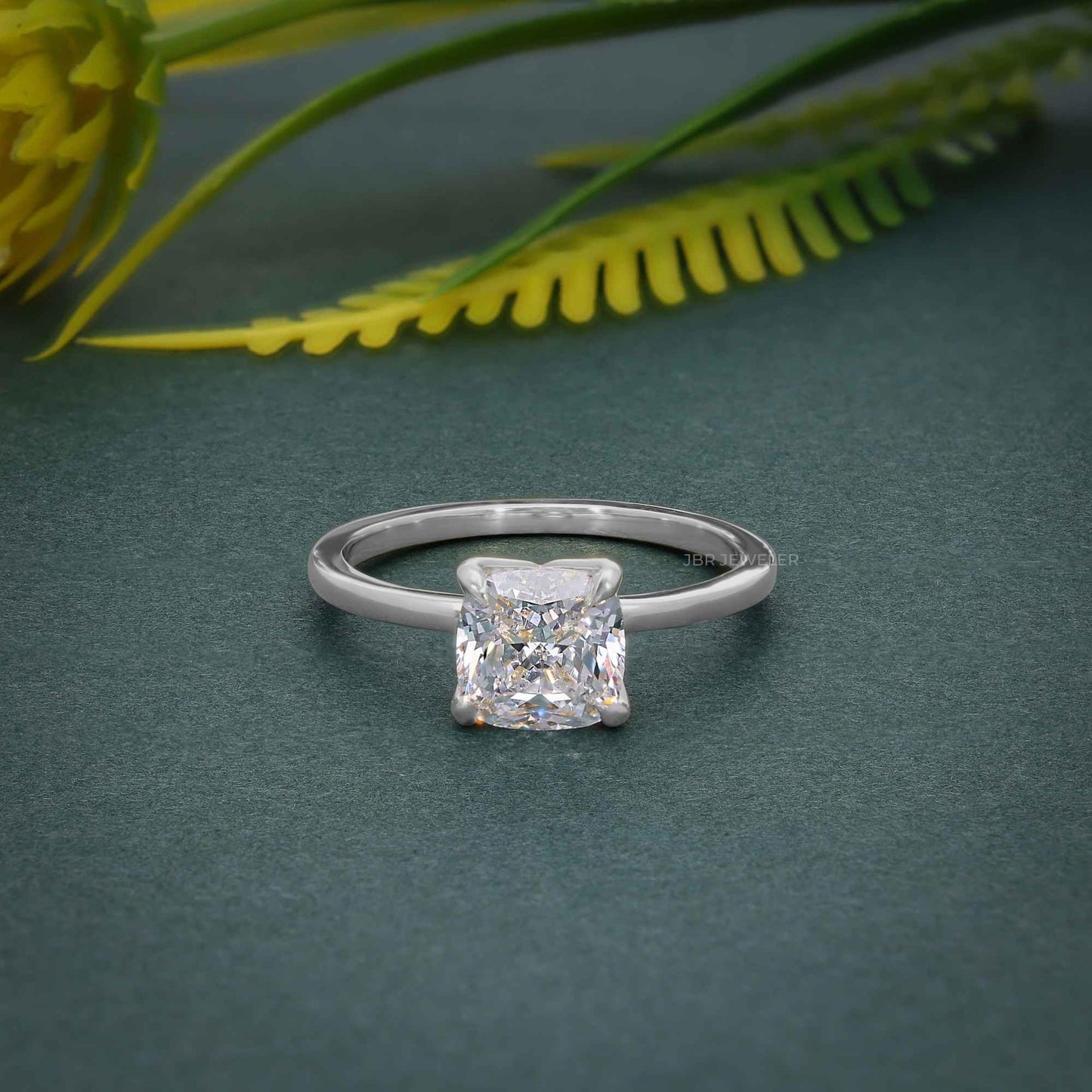 Petal Cushion Lab Grown Diamond Solitaire Ring