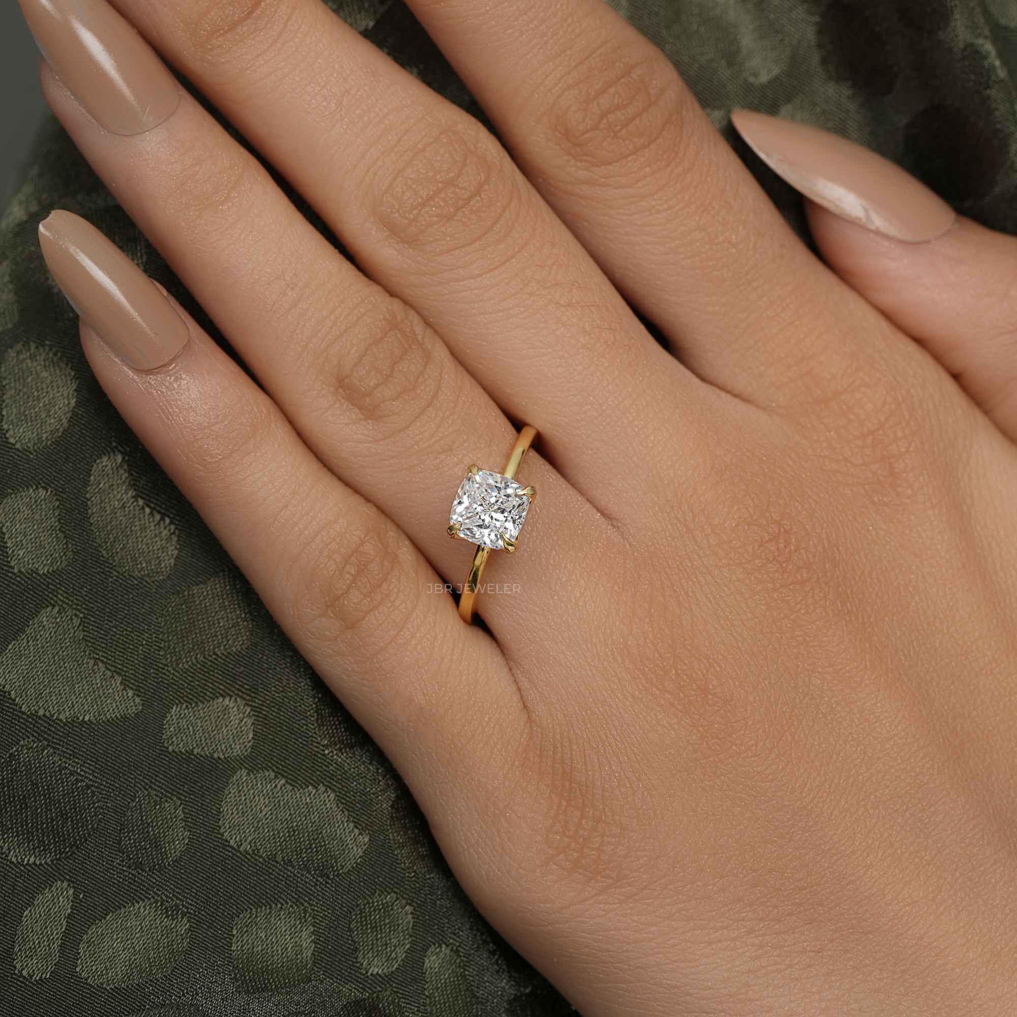 Petal Cushion Moissanite Diamond Engagement Ring - JBR Jeweler