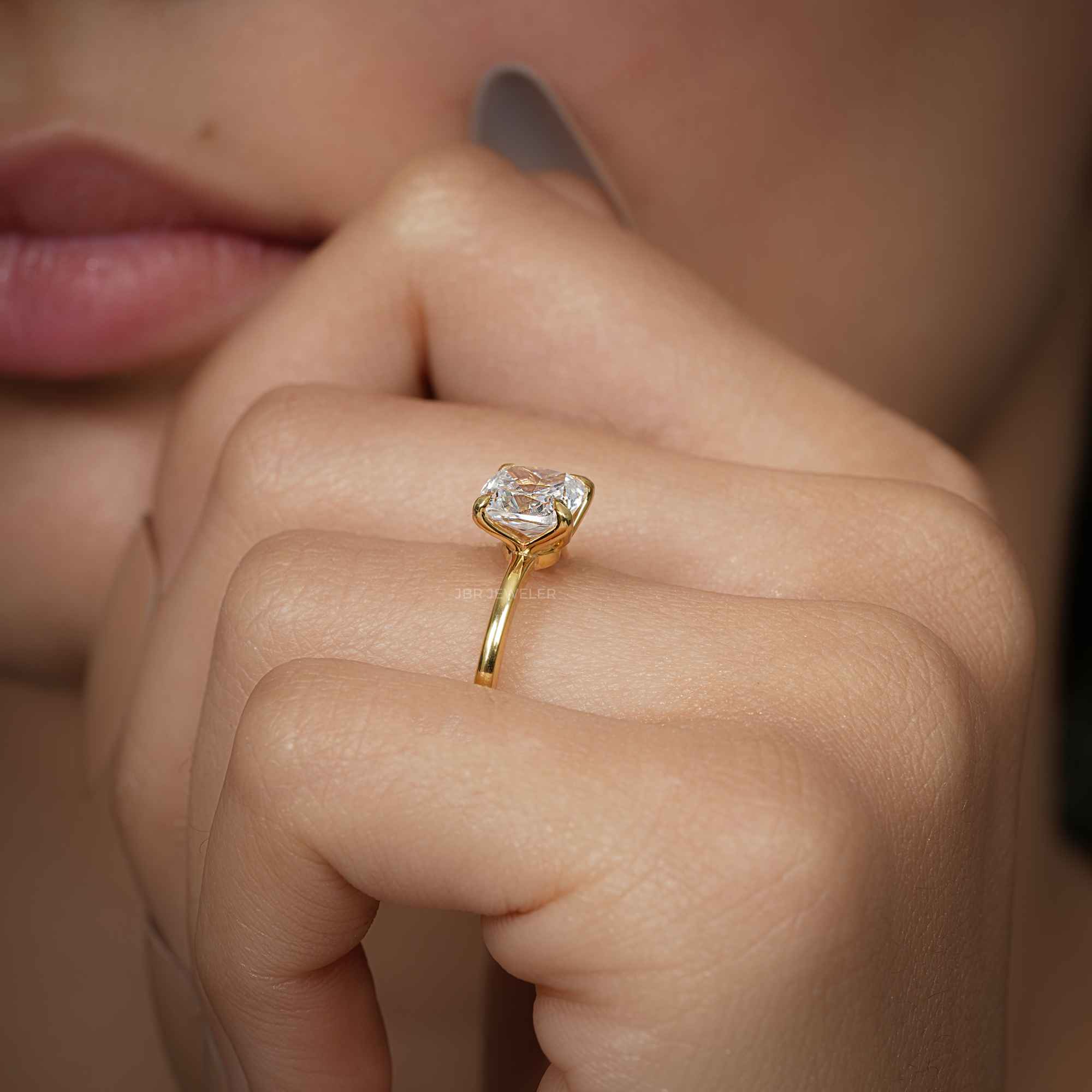 Petal Cushion Moissanite Diamond Engagement Ring - JBR Jeweler