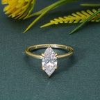 Petal Solitaire Marquise Moissanite Diamond Engagement Ring - JBR Jeweler