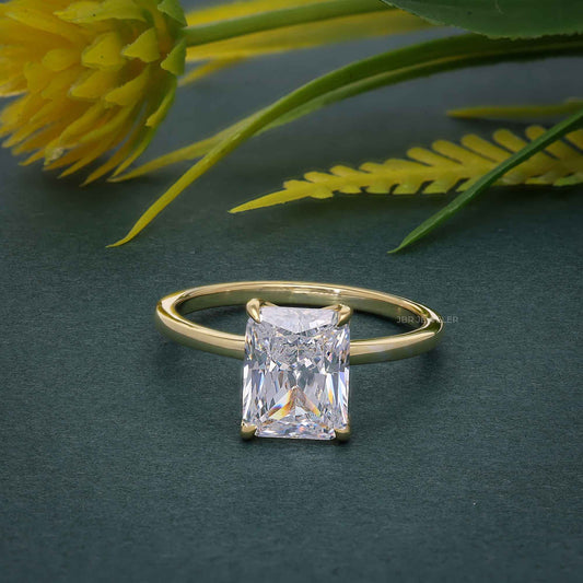 Petal Radiant Moissanite Diamond Engagement Ring