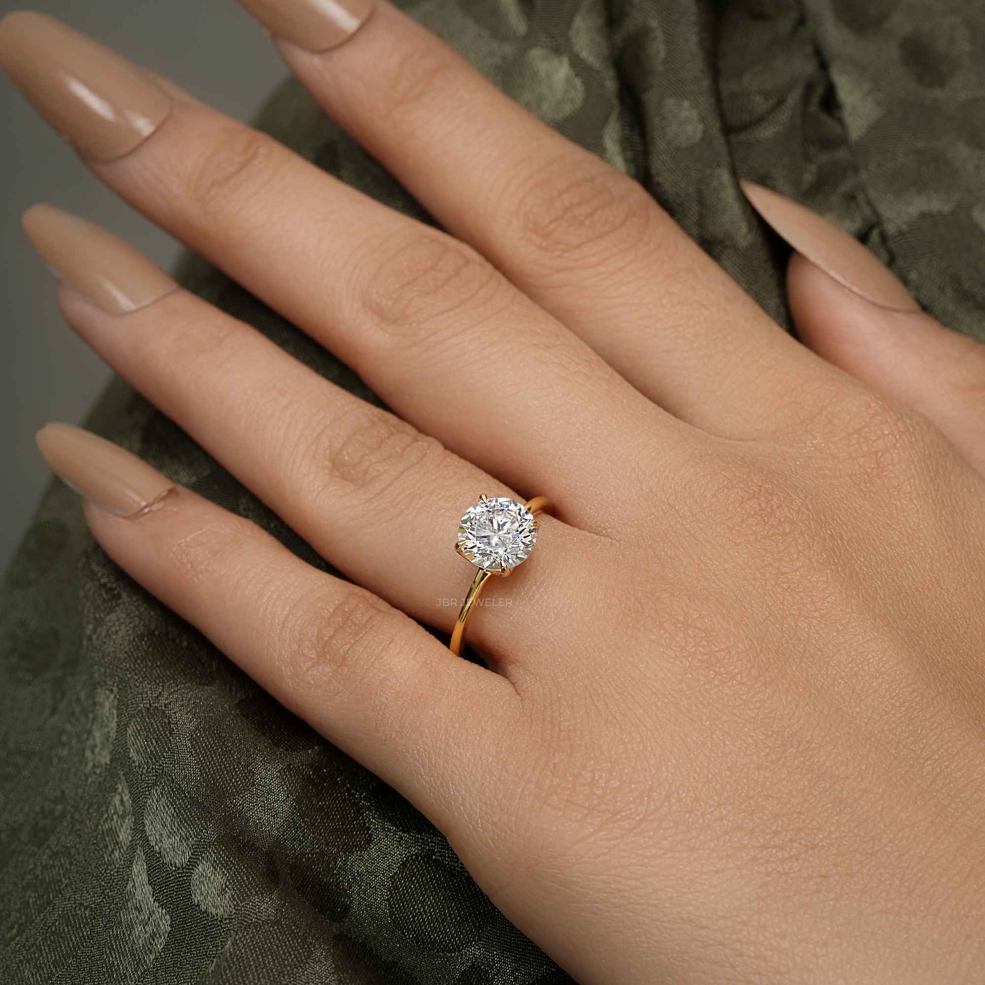 Petal Round Moissanite Diamond Engagement Ring - JBR Jeweler
