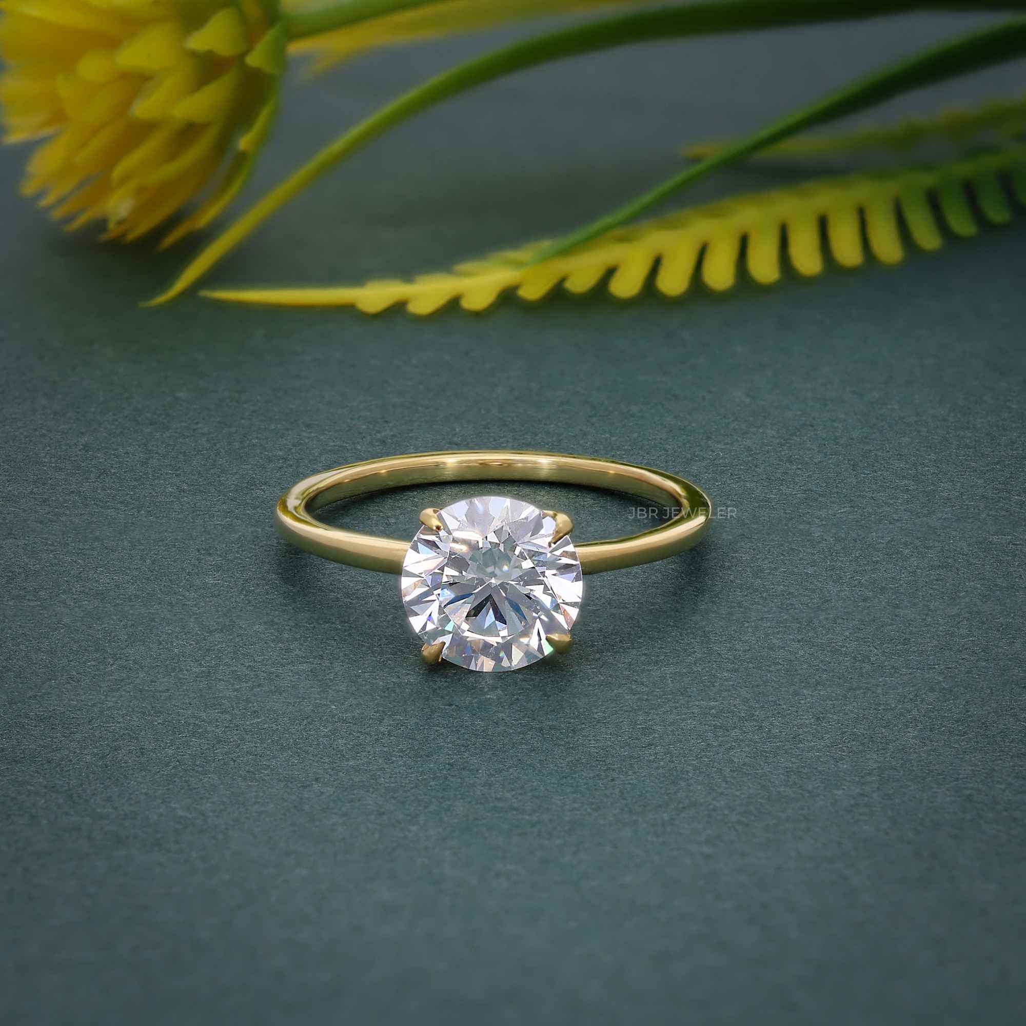 Petal Round Moissanite Diamond Engagement Ring - JBR Jeweler