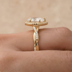 Petite Twisted Halo Ring Pear Lab Grown Diamond Top View