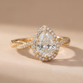Petite Twisted Halo Pear Lab Grown Diamond Engagement Ring