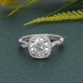 Petite Twisted Halo Round Moissanite Diamond Engagement Ring - JBR Jeweler