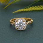Petite Twisted Halo Round Moissanite Diamond Engagement Ring - JBR Jeweler