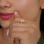 Petite Twisted Halo Round Moissanite Diamond Engagement Ring - JBR Jeweler
