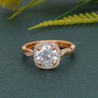 Petite Twisted Halo Round Moissanite Diamond Engagement Ring - JBR Jeweler