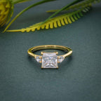 Three Stone Princess Moissanite Engagement Ring With Pear Side Stone - JBR Jeweler
