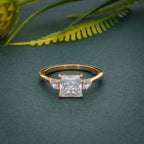 Three Stone Princess Moissanite Engagement Ring With Pear Side Stone - JBR Jeweler