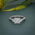 Three Stone Princess Moissanite Engagement Ring With Pear Side Stone - JBR Jeweler