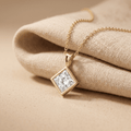 Princess Cut Lab Diamond Pendant Necklace 14k Yellow Gold