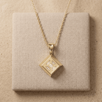 Princess Cut Lab Diamond Pendant Necklace 14k Yellow Gold