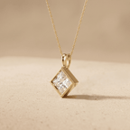 Princess Cut Lab Diamond Pendant Necklace 14k Yellow Gold