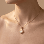 Princess Cut Lab Diamond Pendant Necklace 14k Yellow Gold