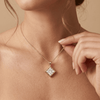 Princess Cut Lab Diamond Pendant Necklace 14k Yellow Gold