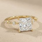 Princess cut lab diamond solitaire ring in solid 14K gold