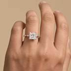 Simple princess cut lab diamond bridal jewelry close up