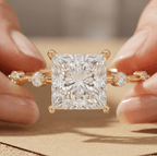 Elegant 14K gold square diamond ring for a marriage proposal