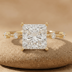 Princess cut lab grown diamond thin band wedding ring in 14K gold