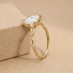Timeless thin band diamond engagement ring in 14K gold