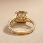 Hidden halo engagement ring with princess cut lab diamond top view