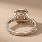 Lab grown diamond engagement ring split shank detail hidden halo