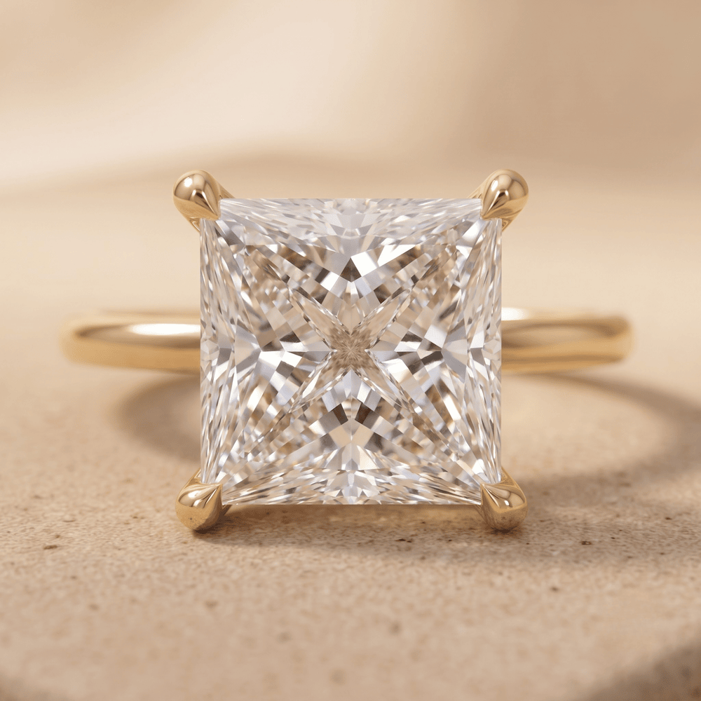Petal Princess moissanite engagement ring front view