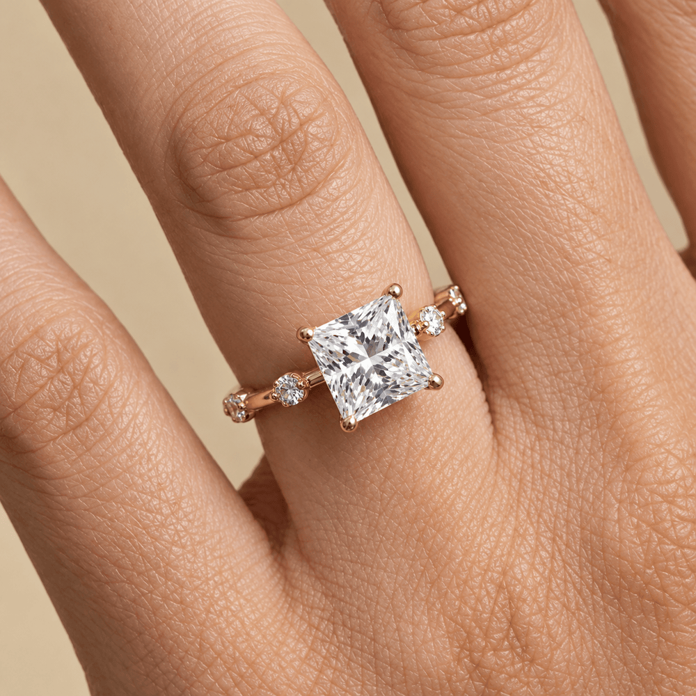 Minimalist princess moissanite ring for marriage proposal