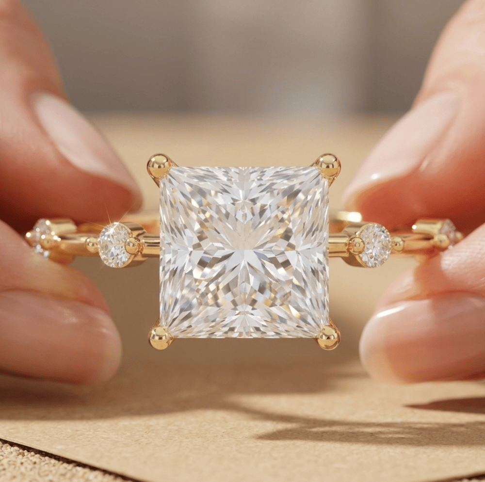 Elegant square moissanite engagement ring for her